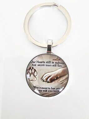 Pet Memorial Paw Print Keychain Dog Loss Gift Sympathy Keepsake Charm Detachable